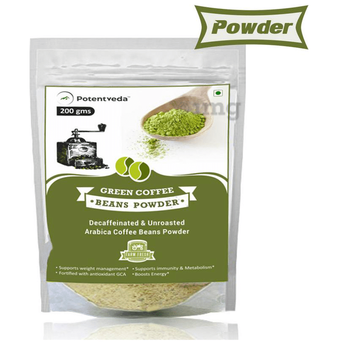 Potentveda Unroasted Arabica Green Coffee Beans Powder