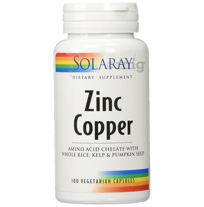 Solaray Zinc Copper Vegetarian Capsule | Amino Acid Chelate With Whole Rice, Kelp & Pumpkin Seed