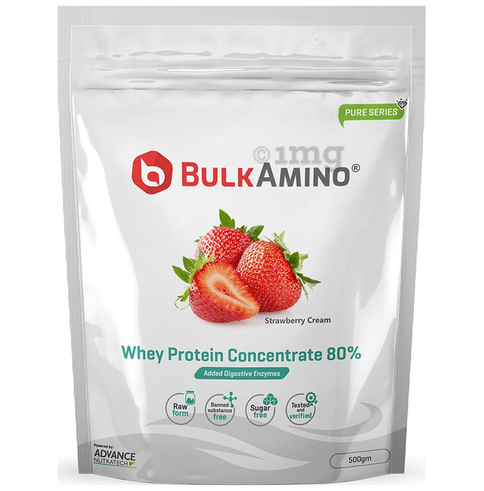 Advance Nutratech Bulk Amino Whey Protein Concentrate 80% Powder Strawberry Cream