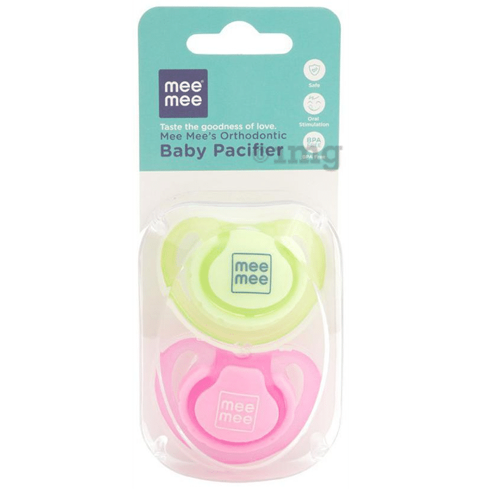 Mee Mee Orthodontic Baby Pacifier Pink and Green