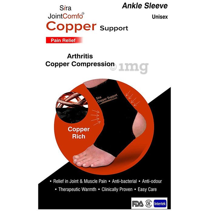 Sira Copper Compression Ankle Sleeve Support Medium