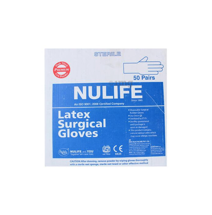 Nulife Sterile Powder Free Surgical Gloves 7.5