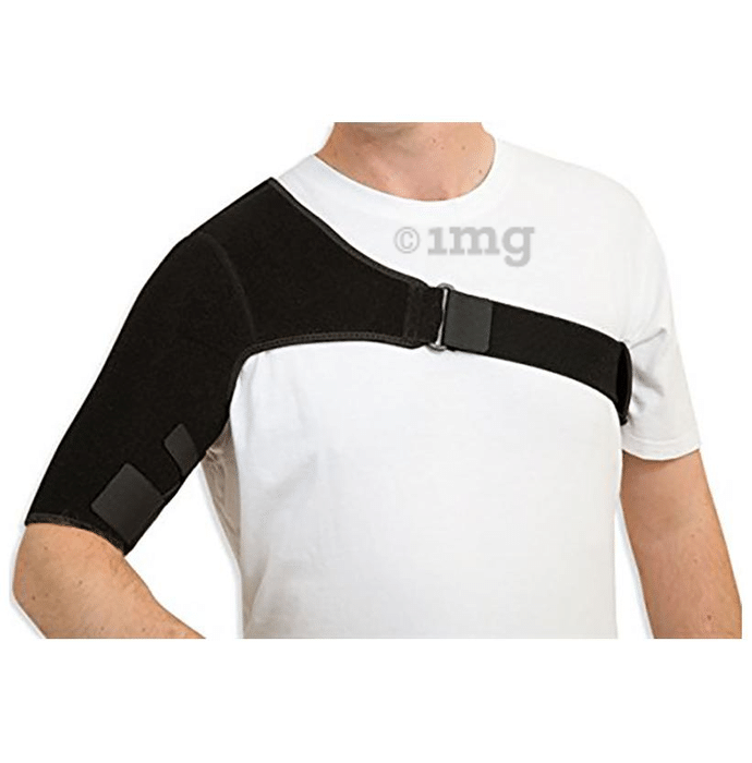 Kudize Shoulder Support with Adjustable Neoprene Stretch Strap Wrap Standard Black Right Shoulder