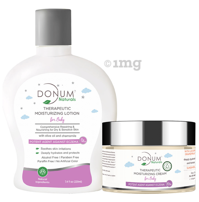 Donum Naturals Combo Pack of Therapeutic Moisturizing Lotion and Therapeutic Moisturizing Cream for Baby