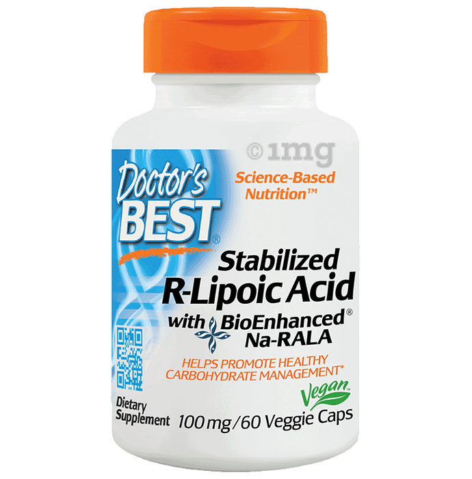 Doctor's Best Stabilized R-Lipoic Acid 100mg Veggie Capsule | For Healthy Blood Sugar Levels