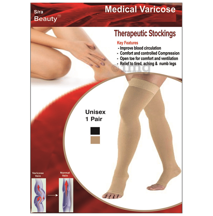 Sira Beauty Medical Varicose Grade III (15-46mmHg) Therapeutic Stockings Small Beige
