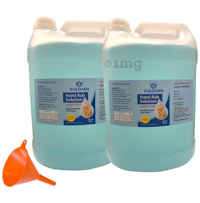 Gulshan Hand Rub Solution Sanitizer (5Ltr Each) with Funnel