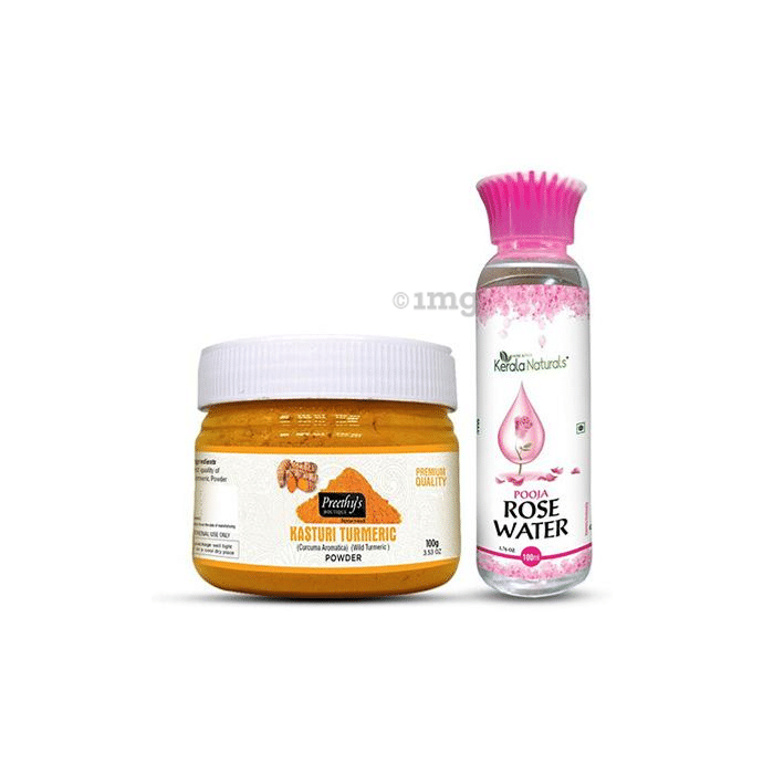 Preethy's Boutique Combo Pack of Kasturi Turmeric Powder 100gm and Rose Water 100ml