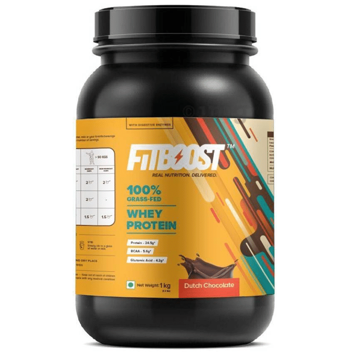 Fitboost 100% Grass-Fed Whey Protein Powder Dutch Chocolate