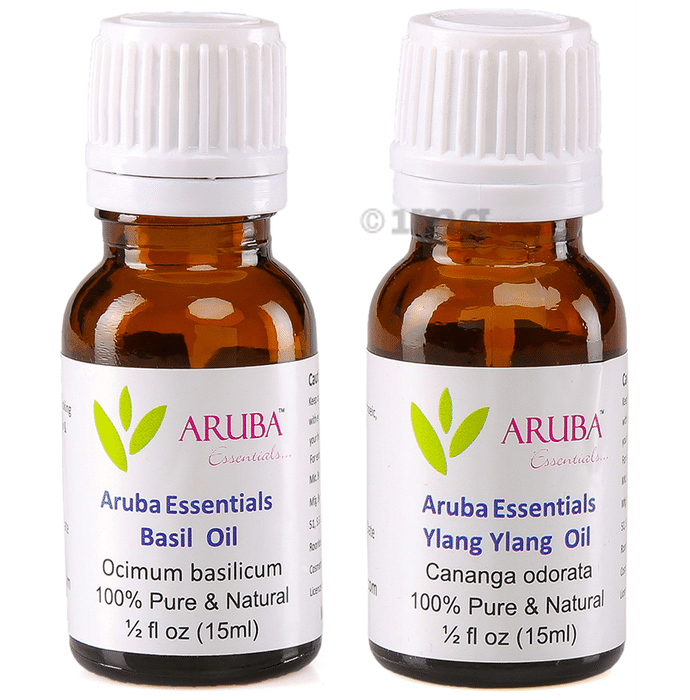 Aruba Essentials Combo Pack of Basil Oil & Ylang Ylang Oil (15ml Each)