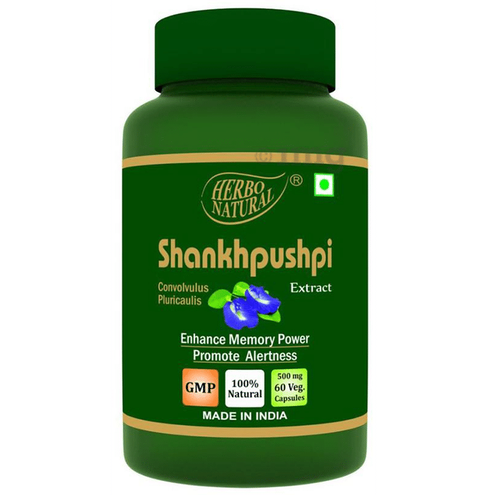 Herbo Natural Shankhpushpi (Convolvulus Pluricaulis) Extract 500mg Veg Capsule