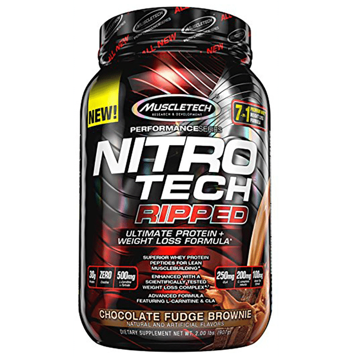 Muscletech Performance Series Nitro Tech Ripped Ultimate Protein+Weight Loss Formula Chocolate Fudge Brownie