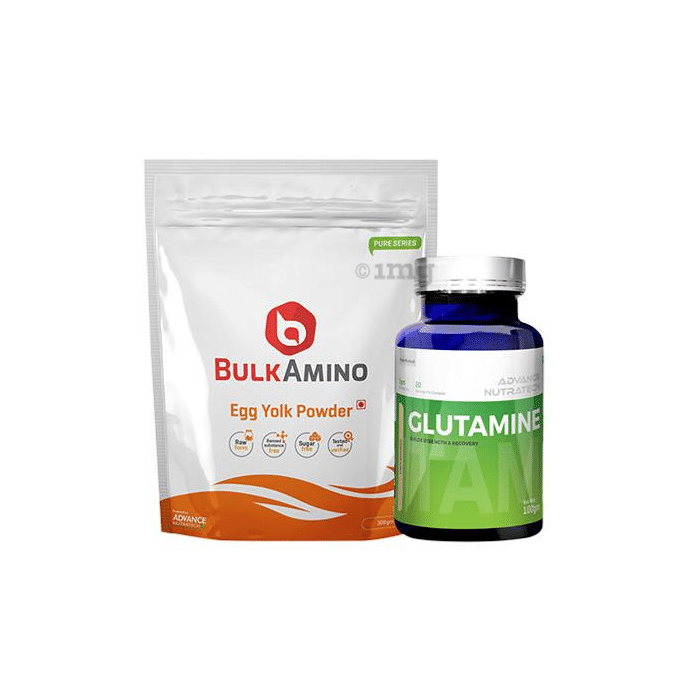 Advance Nutratech Combo of BulkAmino Egg Yolk Powder  Unflavored 300gm and Glutamine Supplement Powder Unflavored 100gm
