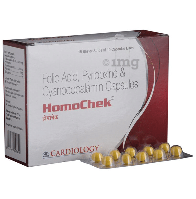Homochek Capsule with Folic Acid, Pyridoxine & Cyanocobalamin