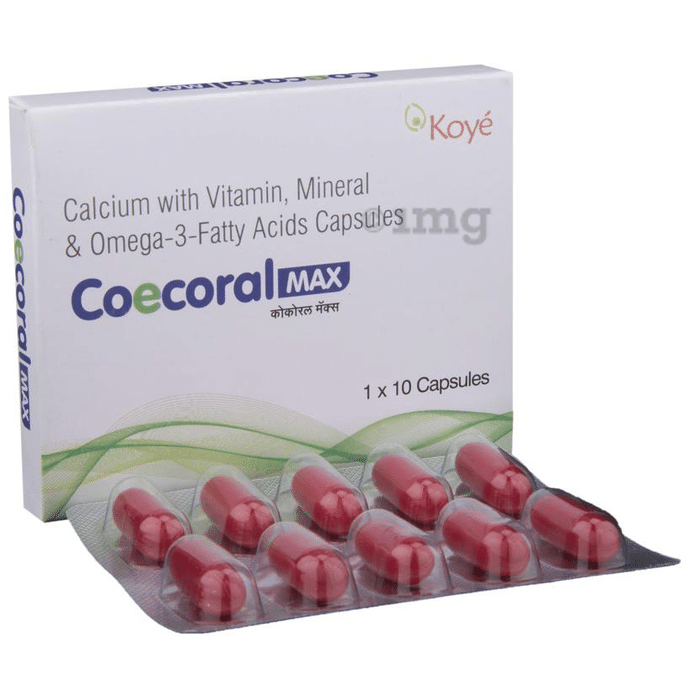 Coecoral Max with Calcium, Vitamins, Minerals & Omega 3 Fatty Acids | For Bone & Joint Health | Capsule