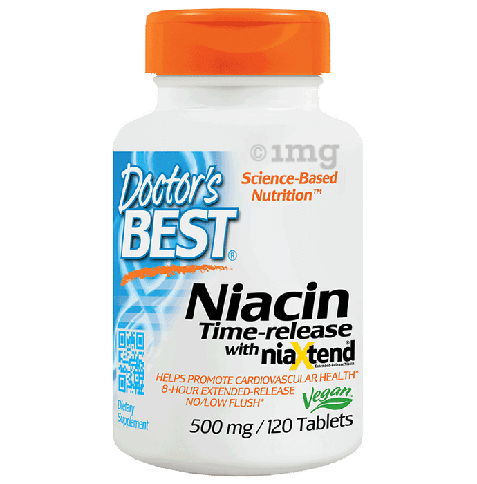 Doctor's Best Niacin Time-Release with Niaxtend 500mg Tablet | For Cardiovascular Health