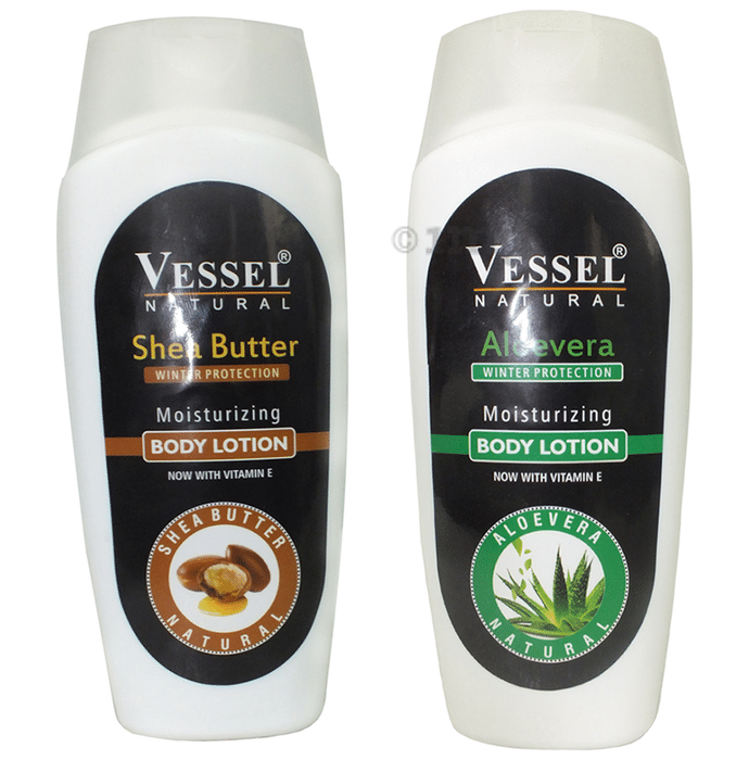 Vessel Combo Pack of Natural Winter Protection Moisturizing Body Lotion with Shea Butter and Aloe Vera (200ml Each)