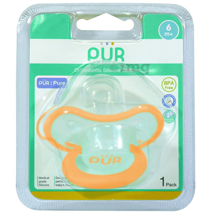 Pur Day Time Soother with Orthodontic Silicone Teats 6m+ Pink