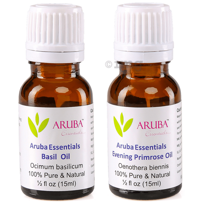 Aruba Essentials Combo Pack of Basil Oil & Evening Primrose Oil (15ml Each)