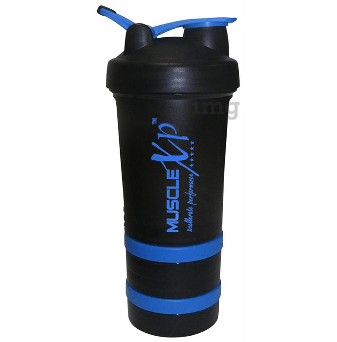 MuscleXP Advanced Stak Protein Shaker with Steel Ball Blue and Black