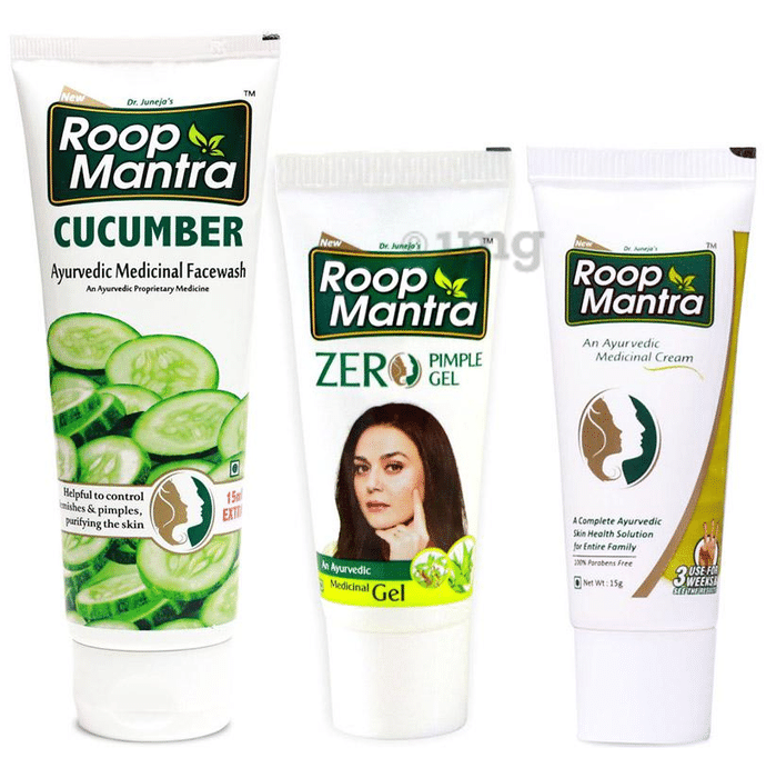 Roop Mantra  Combo Pack of Cucumber Face Wash 115ml, Zero Pimple Gel 15gm & Face Cream 15gm