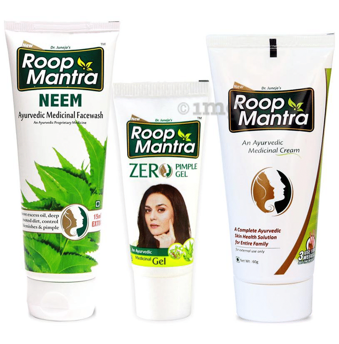 Roop Mantra  Combo Pack of Neem Face Wash 115ml, Zero Pimple Gel 15gm & Face Cream 60gm