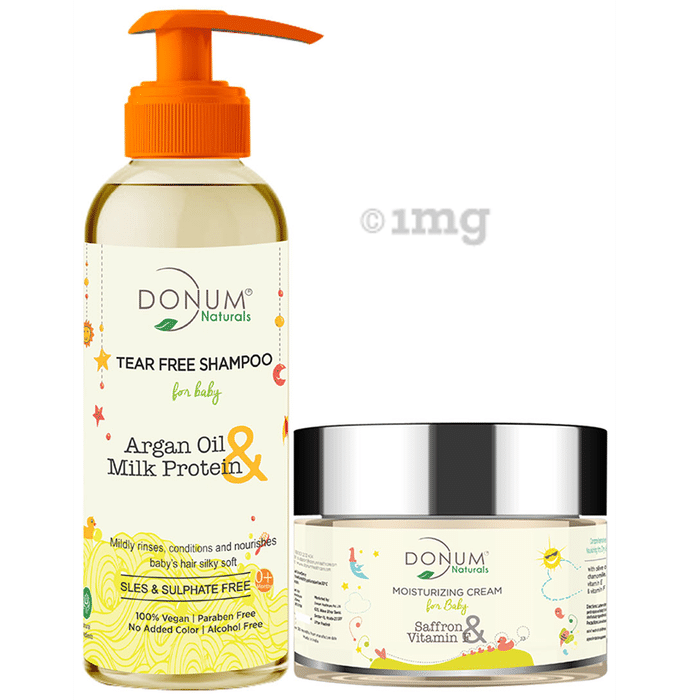 Donum Naturals Combo Pack of Saffron & Vitamin F Cream and Tear Free Shampoo for Baby