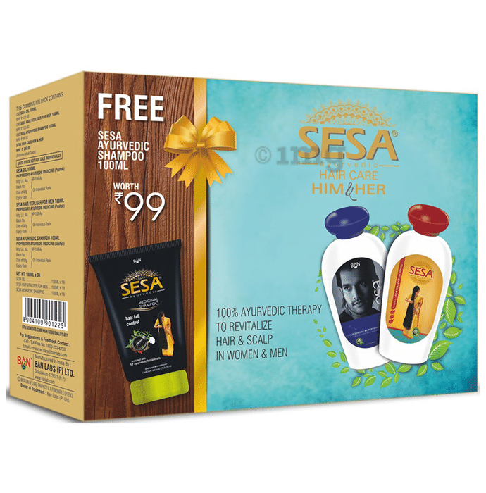 Sesa Combo Pack of Ayurvedic Hair Care Him and Her ( 100ml Ayurvedic Medicinal Shampoo Free)