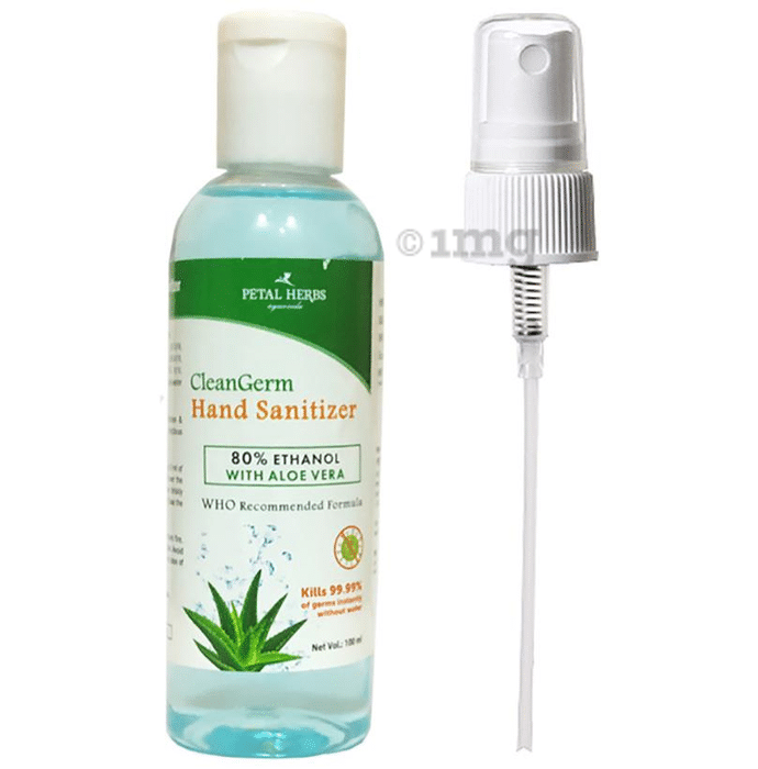 Petal Herbs Ayurveda CleanGerm Hand Sanitizer Spray with 80% Alcohol & Aloe Vera (100ml Each)