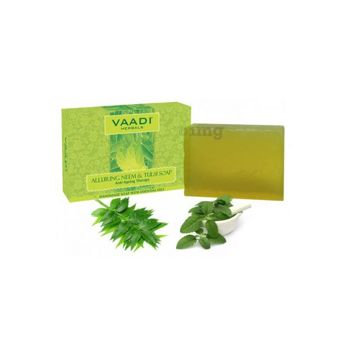 Vaadi Herbals Alluring Neem-Tulsi Soap with Vitamin E and Tea Tree Oil