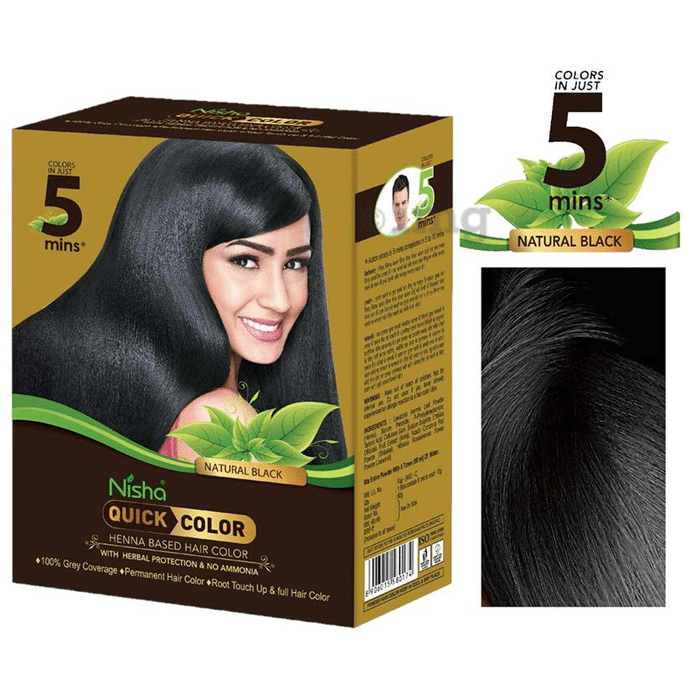 Nisha Quick Color (10gm Each) Natural Black: Buy box of 6 Sachets at best  price in India | 1mg