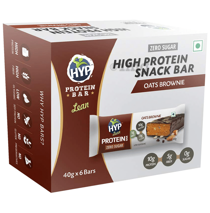 HYP Zero Sugar High Protein Snack Bar (40gm Each) Oats Brownie