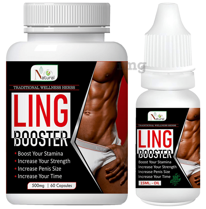 Natural Combo Pack of Ling Booster 500mg, 60 Capsule & Oil 15ml