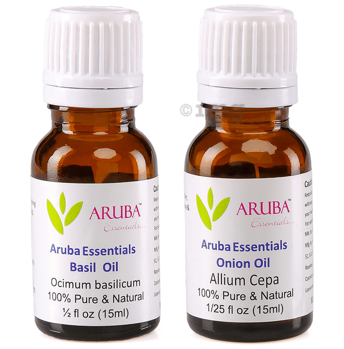 Aruba Essentials Combo Pack of Basil Oil & Onion Oil (15ml Each)