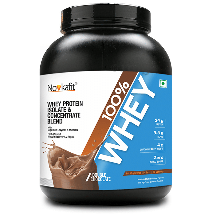 Novkafit 100% Whey Protein with Digestive Enzymes Double  Chocolate