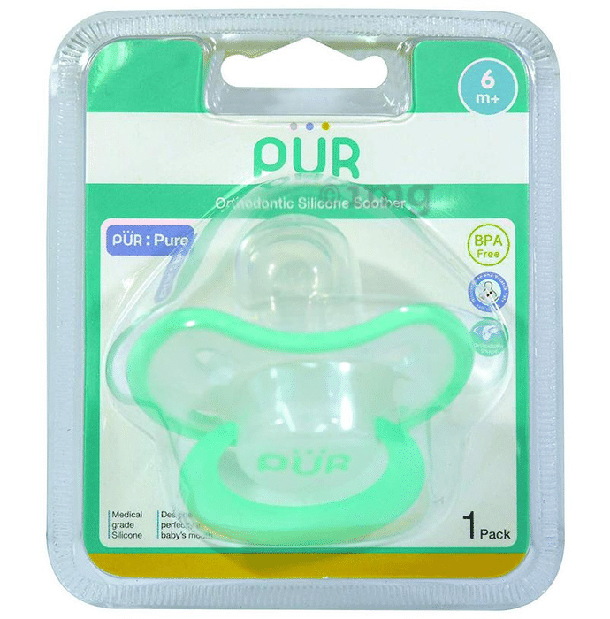 Pur Day Time Soother with Orthodontic Silicone Teats 6m+ Blue