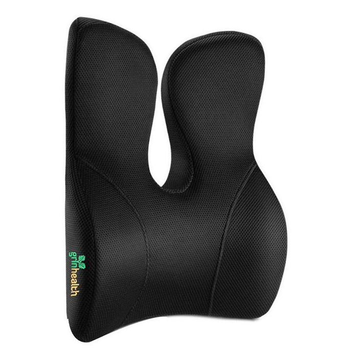 Grin Health Orthopedic Lumbar Support Backrest Pillow (Rabbit Ears) Black