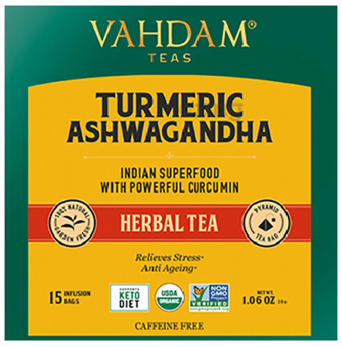 Vahdam Teas Herbal Tea Tisane (2gm Each) Turmeric Ashwagandha