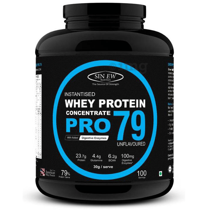 Sinew Nutrition Raw Whey Protein Concentrate Pro 79% with Digestive Enzymes Unflavoured