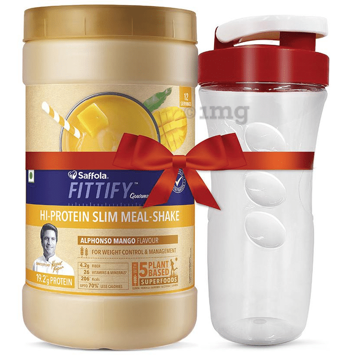Saffola Fittify Gourmet Hi-Protein Slim Meal-Shake Alphonso Mango with Shaker Free