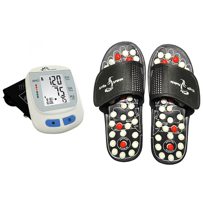 Dominion Care Combo Pack of Accu Paduka Accupressure Massage Slipper and 09 Dr. Morpen BP Monitor
