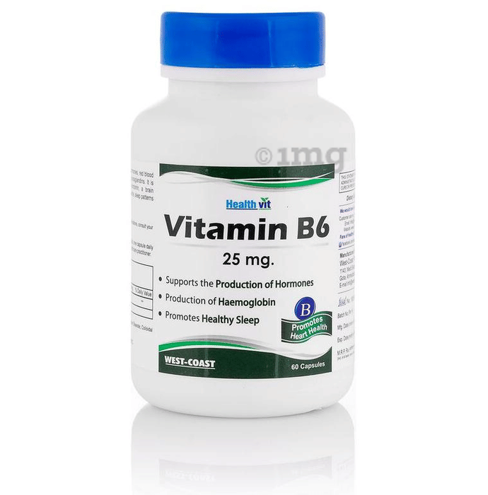 HealthVit Vitamin B6 25mg Capsule Buy bottle of 60.0 capsules at best