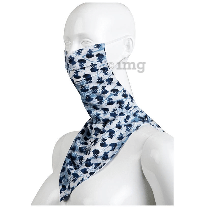 Faballey White Floral Scarf Mask