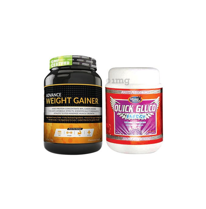 Advance Nutratech Combo of Weight Gainer Chocolate 1kg and Quick Gluco Energy Orange 1kg