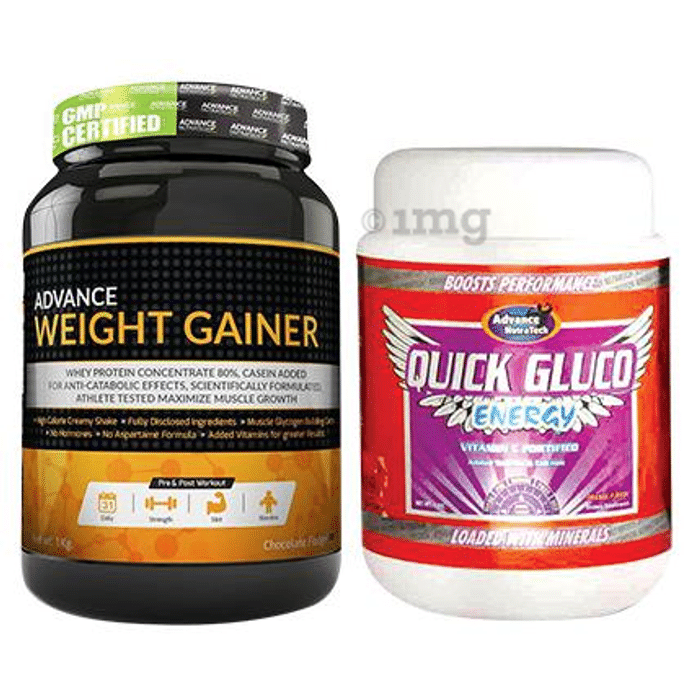 Advance Nutratech Combo of Weight Gainer Chocolate 1kg and Quick Gluco Energy Orange 1kg