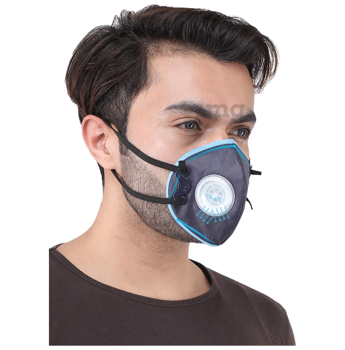 Grin Health N99 Fits-Most Ergonomic Protective 5 Layer Washable Mask Blue