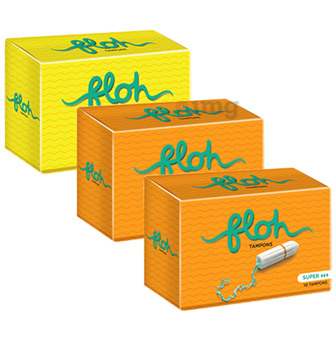 FLOH Combo Pack of 1 Regular & 2 Super Tampons