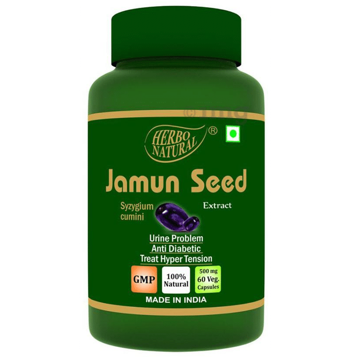 Herbo Natural Jamun Seed (Syzygiumcumini) Extract 500mg Veg Capsule
