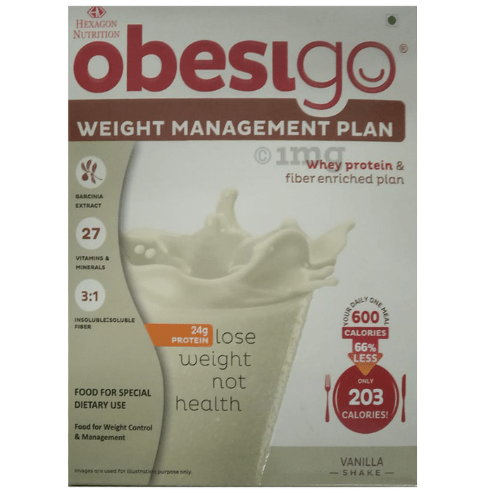 Obesigo Whey Protein | With Garcinia, Vitamins & Minerals for Weight Management | Flavour Vanilla Shake Sachet