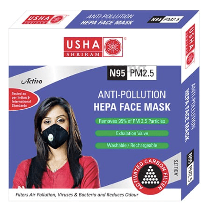 Usha Shriram Activo N95 PM2.5 HEPA Anti Pollution Face Mask